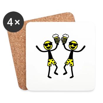 Stick Figure Beer Party Holiday - Coasters (set of 4) - white - Front