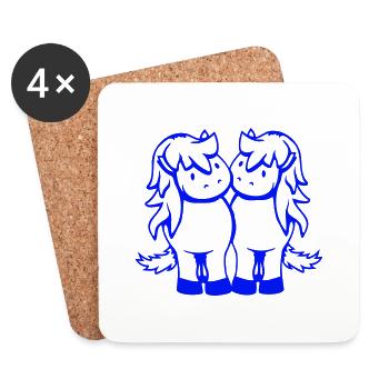 2 Pferde Mann Frau Liebespaar Freunde Liebe Team - Untersetzer (4er-Set) - Weiß - Vorne