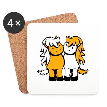 2 Pferde Mann Frau Liebespaar Freunde Liebe Team - Untersetzer (4er-Set) - Weiß - Vorne