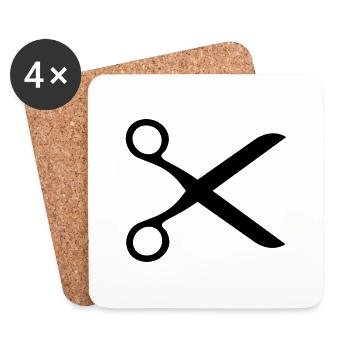 Scissors - Coasters (set of 4) - white - Front