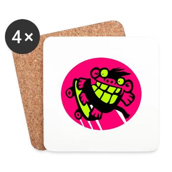 Skateboarding Monkey! - Coasters (set of 4) - white - Front