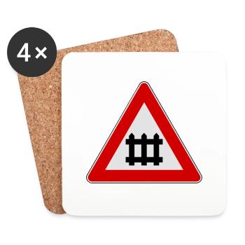 Achtung Zug Gatterzeichen - Untersetzer (4er-Set) - Weiß - Vorne
