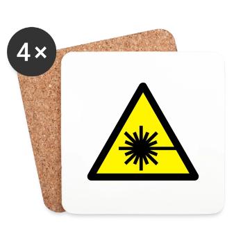caution_laser_beam_2c - Untersetzer (4er-Set) - Weiß - Vorne