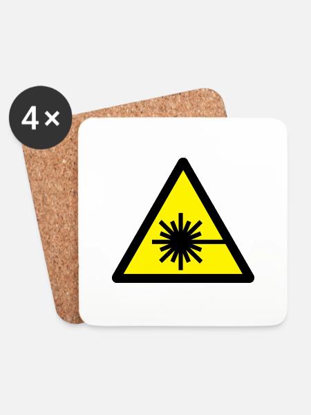 caution_laser_beam_2c - Untersetzer (4er-Set) - Weiß
