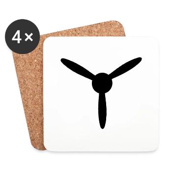 3-Blatt Propeller 1 Farbe - Untersetzer (4er-Set) - Weiß - Vorne