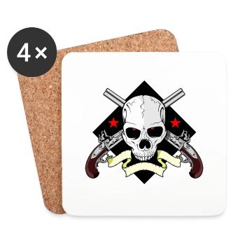 Skull mit Waffen - Untersetzer (4er-Set) - Weiß - Vorne