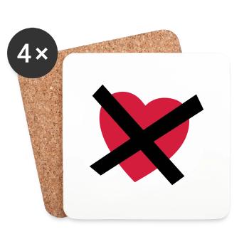 Crossed our Heart - No Love - No Heart - Dessous de verre (lot de 4) - blanc - Devant