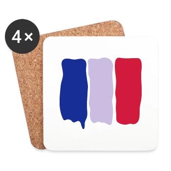 French flag runny paint - Coasters (set of 4) - white - Front
