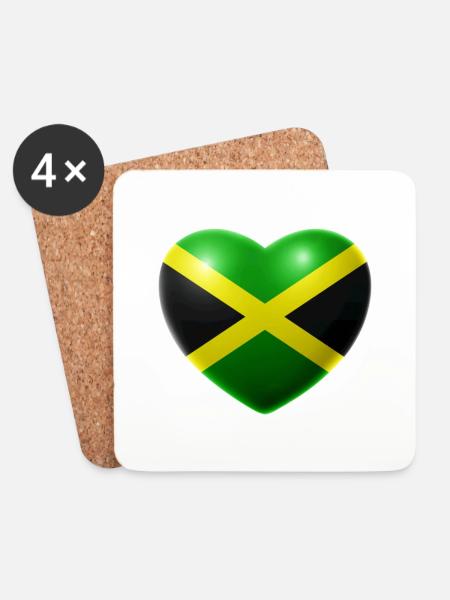 Heart (Jamaica / Jamaica) - Coasters (set of 4) - white