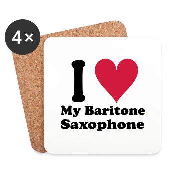 I Love Baritone Saxophone - Coasters (set of 4) - white - Front