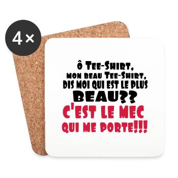 LE PLUS BEAU,citations,drôle,message,célibataire - Dessous de verre (lot de 4) - blanc - Devant
