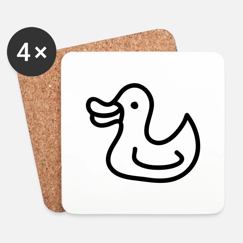 Entchen - Ente - Line - Untersetzer (4er-Set) - Weiß