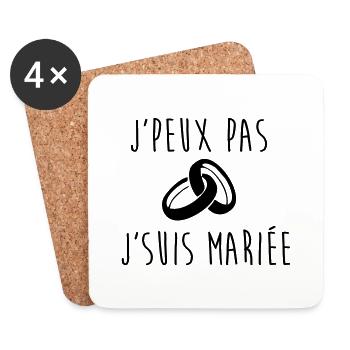 J'peux pas j'suis mariée - Dessous de verre (lot de 4) - blanc - Devant