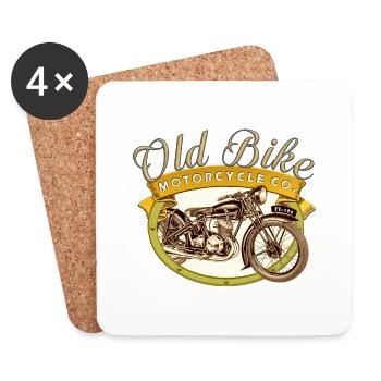 Old Bike Motorcycle Co - Dessous de verre (lot de 4) - blanc - Devant