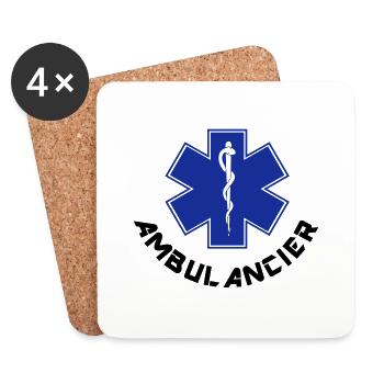 ambulancier logo - Dessous de verre (lot de 4) - blanc - Devant