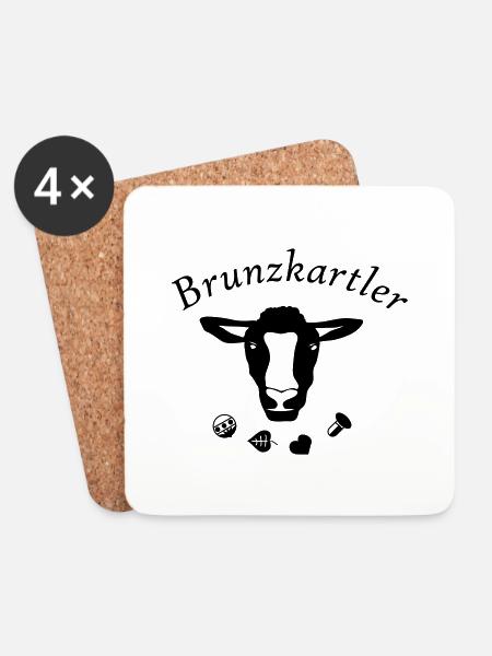 Brunzkartler - Das Schafkopf Ersatzspieler Shirt - Untersetzer (4er-Set) - Weiß