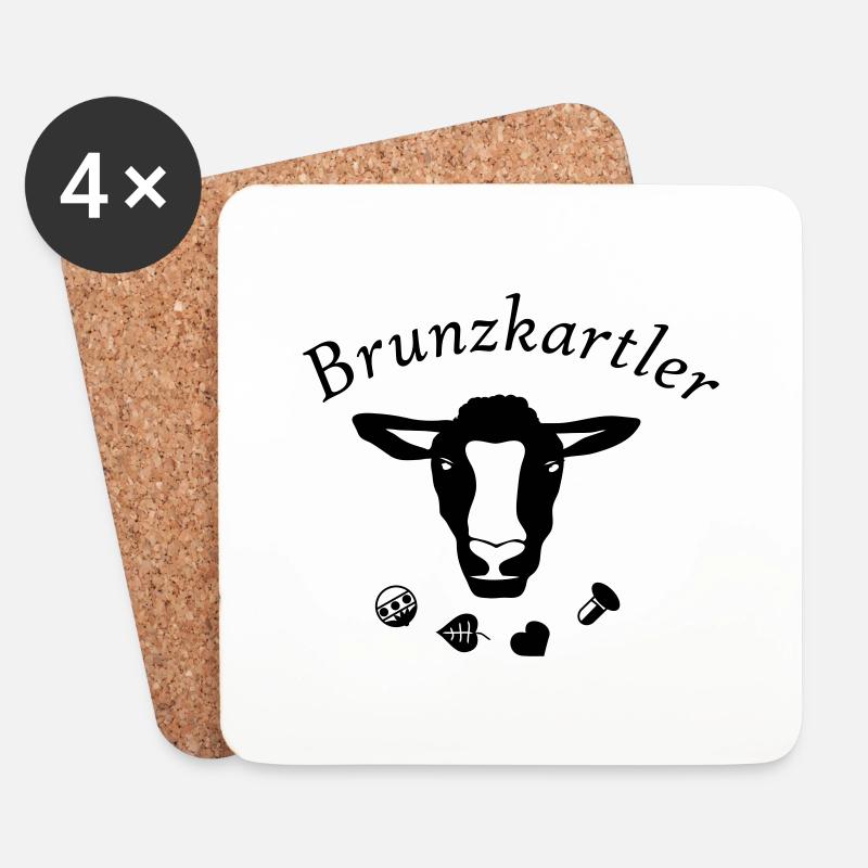 Brunzkartler - Das Schafkopf Ersatzspieler Shirt - Untersetzer (4er-Set) - Weiß