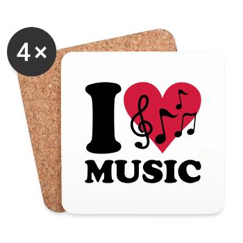 I love Music - Untersetzer (4er-Set) - Weiß - Vorne