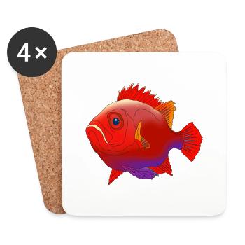 Poisson perche Aquarium océan l'eau de pê de la mer - Dessous de verre (lot de 4) - blanc - Devant