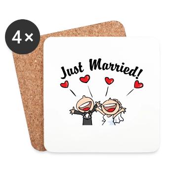 Just Married In Love - Dessous de verre (lot de 4) - blanc - Devant
