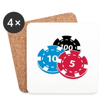 Pokerchips - Untersetzer (4er-Set) - Weiß - Vorne
