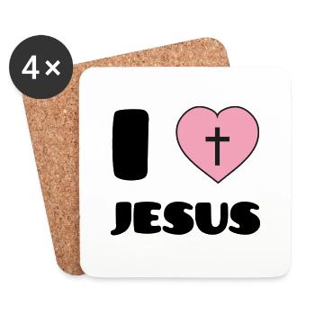 I Love Jesus - Dessous de verre (lot de 4) - blanc - Devant