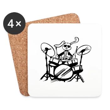 tambours batteur tambours pilon lièvre - Dessous de verre (lot de 4) - blanc - Devant