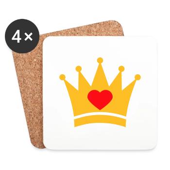 heart_krown_2c - Dessous de verre (lot de 4) - blanc - Devant