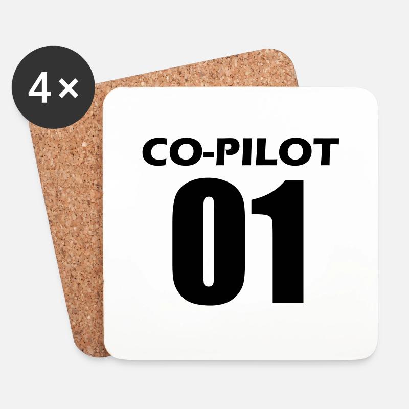 Co-Pilot Partnerlook Geschenk - Untersetzer (4er-Set) - Weiß