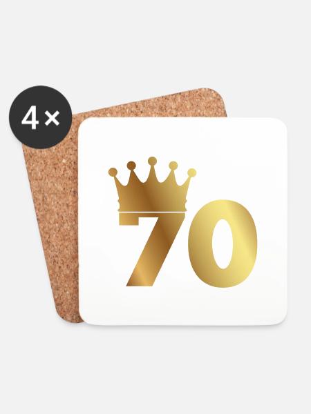 70. Geburtstag: 70 mit Krone - Untersetzer (4er-Set) - Weiß