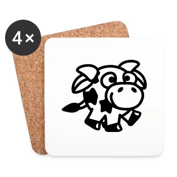 smiley_cow_1c - Untersetzer (4er-Set) - Weiß - Vorne