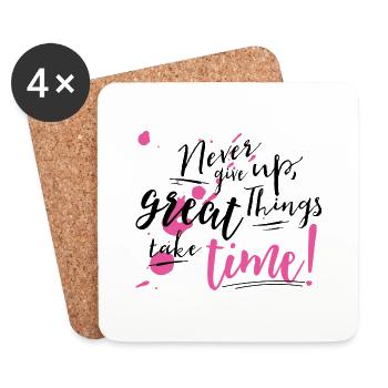 Never give up - Untersetzer (4er-Set) - Weiß - Vorne