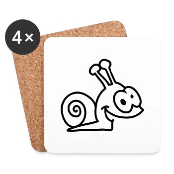 lustige Schnecke - line - Untersetzer (4er-Set) - Weiß - Vorne