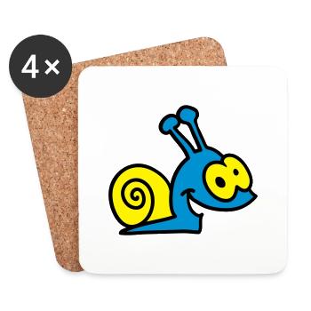 lustige Schnecke - 3 - Untersetzer (4er-Set) - Weiß - Vorne