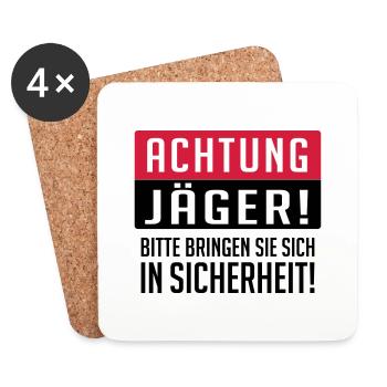 Achtung Jäger - Untersetzer (4er-Set) - Weiß - Vorne