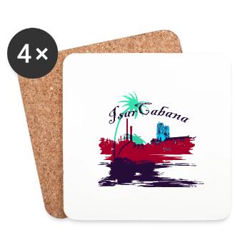 IsarCabana - mein Shirt für München - Untersetzer (4er-Set) - Weiß - Vorne