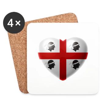 Herz (Sardinien / Sardegna) - Untersetzer (4er-Set) - Weiß - Vorne