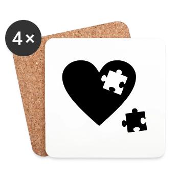 Heart puzzle - Coasters (set of 4) - white - Front