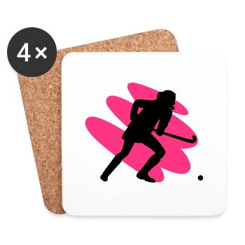 Fille de hockey sur gazon - Dessous de verre (lot de 4) - blanc - Devant