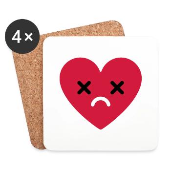 trauriges Herz emoji - Untersetzer (4er-Set) - Weiß - Vorne