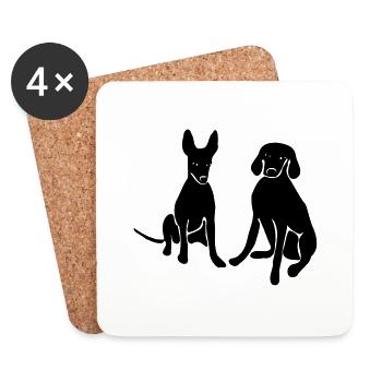 Chiens - Dessous de verre (lot de 4) - blanc - Devant