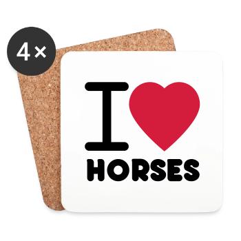 J'aime les chevaux - Dessous de verre (lot de 4) - blanc - Devant