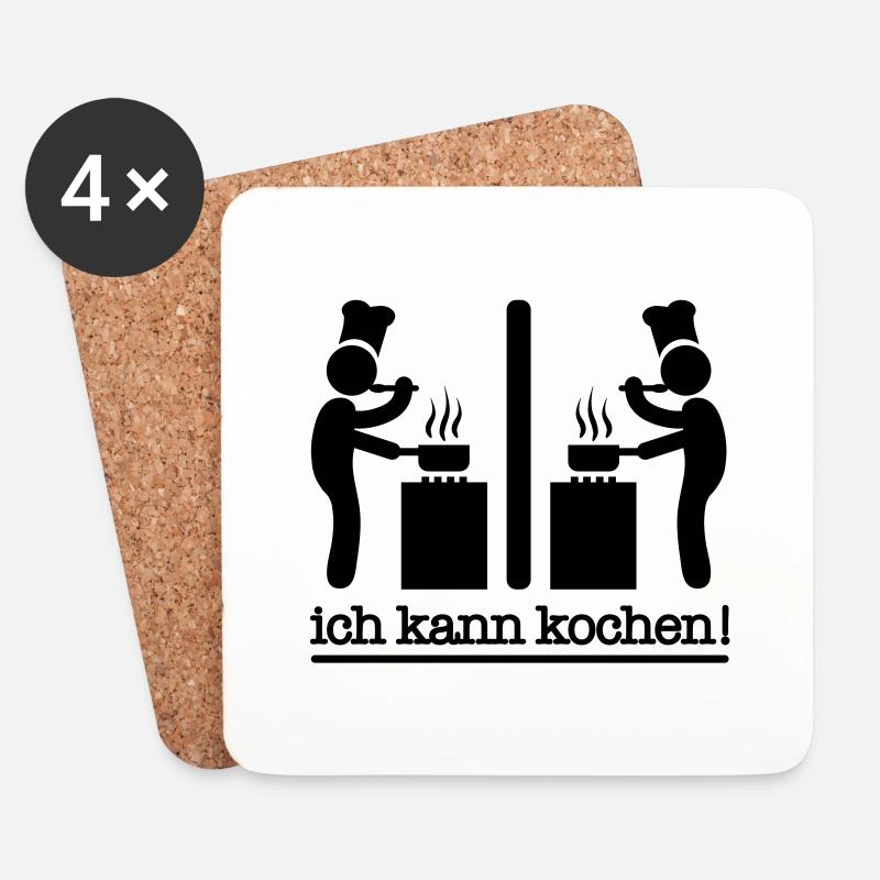 kochen - Untersetzer (4er-Set) - Weiß