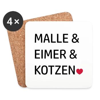 Mallorca Gruppen Sprüche Malle & Eimer & kotzen - Untersetzer (4er-Set) - Weiß - Vorne