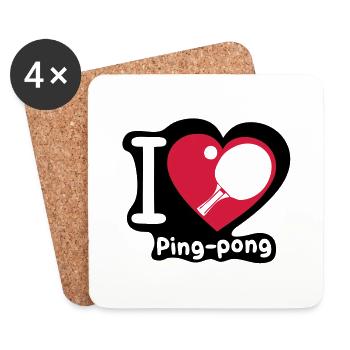 love heart heart pingpong tennistable3 - Coasters (set of 4) - white - Front