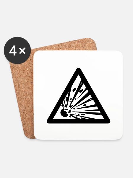Hazard Symbol - Explosives - Coasters (set of 4) - white