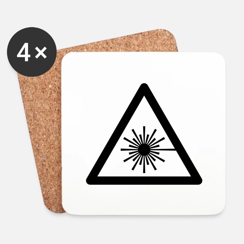 Gefahrensymbol - Laser Light - Untersetzer (4er-Set) - Weiß