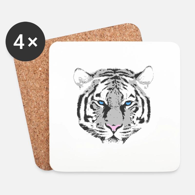 White Tiger - Coasters (set of 4) - white