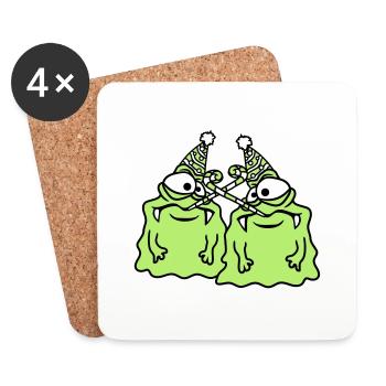 2 friends team couple birthday alone lonely mourning - Coasters (set of 4) - white - Front