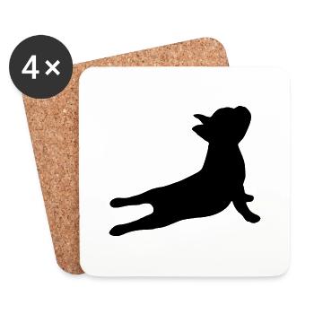 French Bulldog 1- French Bulldog Yoga - Coasters (set of 4) - white - Front